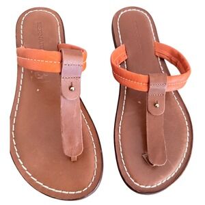 Bernardo Orange Brown Leather Thong Sandals Women Size 8M Flip Flops